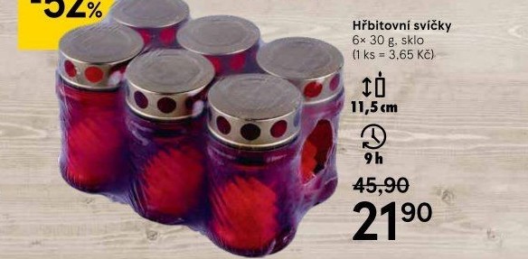 Svíčky hřbitovní s víčkem