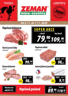akční leták ZEMAN maso - uzeniny 2.11.2020-7.11.2020