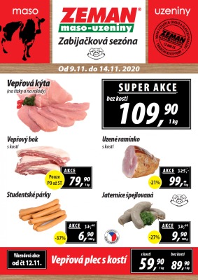akční leták ZEMAN maso - uzeniny 9.11.2020-14.11.2020