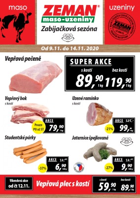 akční leták ZEMAN maso - uzeniny 9.11.2020-14.11.2020