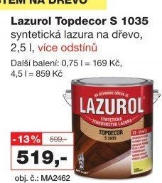 Lazura na dřevo Topdecor Lazurol