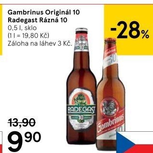 Pivo světlé výčepní Originál 10° Gambrinus