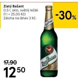 Pivo světlý ležák 12° Zlatý Bažant