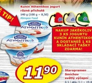 Jogurt ochucený řeckého typu Athentikos Kunín