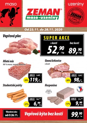 akční leták ZEMAN maso - uzeniny 23.11.2020-28.11.2020