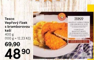 Smažený vepřový řízek s bramborovou kaší Tesco