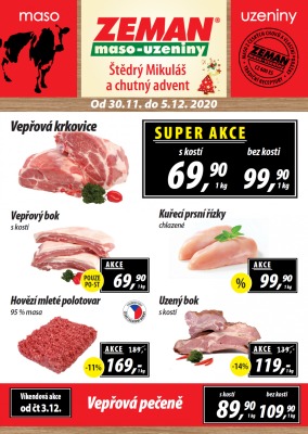 akční leták ZEMAN maso - uzeniny 30.11.2020-5.12.2020