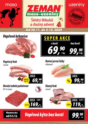 akční leták ZEMAN maso - uzeniny 30.11.2020-5.12.2020