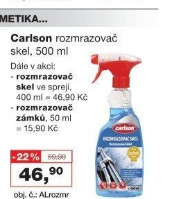 Rozmrazovač skel aerosol Carlson