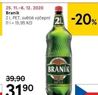 Pivo světlé výčepní 10° Braník