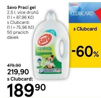 Prací gel bez chloru Savo