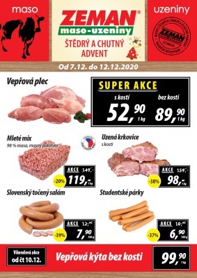 akční leták ZEMAN maso - uzeniny 7.12.2020-12.12.2020