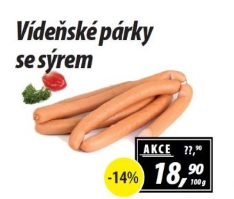 Párky vídeňské se sýrem