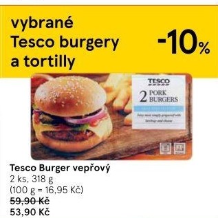 Burger vepřový Tesco