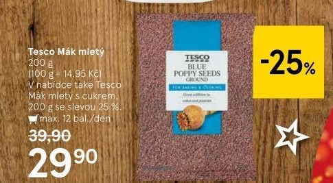 Mák modrý mletý Tesco