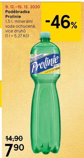 Ochucená voda Poděbradka Prolinie