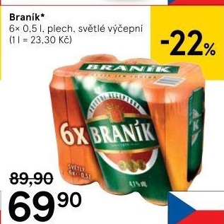 Pivo světlé výčepní 10° Braník