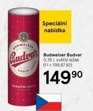 Pivo světlý ležák Budweiser Budvar
