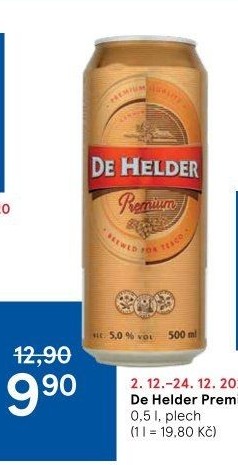 Pivo světlý ležák De Helder Premium