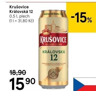 Pivo světlý ležák Královská 12° Krušovice