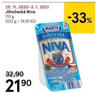 Sýr Niva Jihočeská 50% Madeta