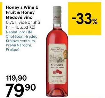 Vinný nápoj medový ovocný Vinařství Annovino Lednice