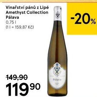 Víno Pálava Amethyst Collection Vinařství Pánů z Lipé