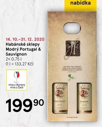 Víno Sauvignon + Modrý Portugal Habánské sklepy - dárkové balení