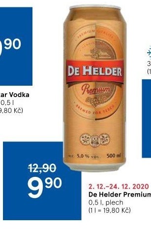 Pivo světlý ležák De Helder Premium