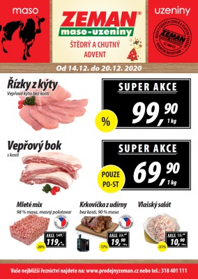 akční leták ZEMAN maso - uzeniny 14.12.2020-20.12.2020