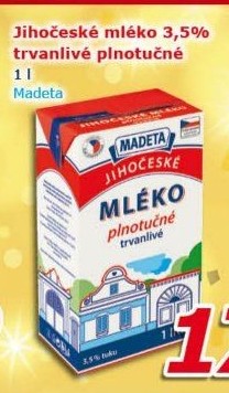Mléko trvanlivé Jihočeské Madeta - 3,5% plnotučné