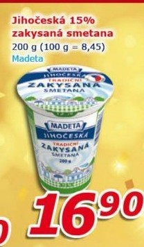 Smetana zakysaná Jihočeská Madeta 15%