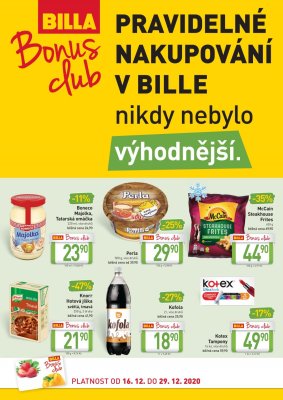 akční leták BILLA 16.12.2020-29.12.2020