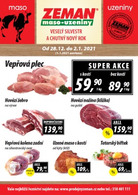 akční leták ZEMAN maso - uzeniny 28.12.2020-2.1.2021