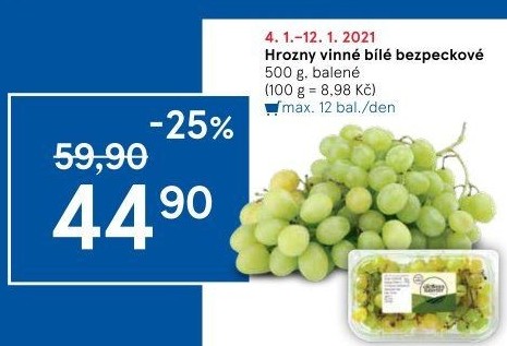 Hrozny bílé bezsemenné