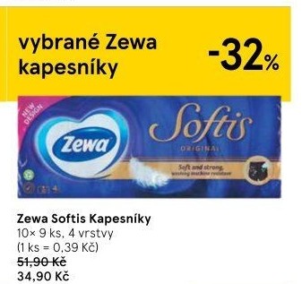 Kapesníčky papírové 4vrstvé Softis Zewa