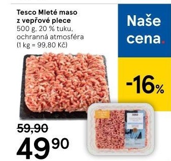 Maso mleté vepřové z plece Tesco