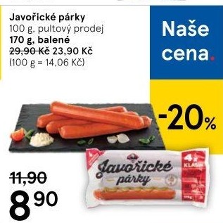 Párky javořické Kostelecké uzeniny