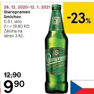 Pivo světlé výčepní 10° Smíchov Staropramen
