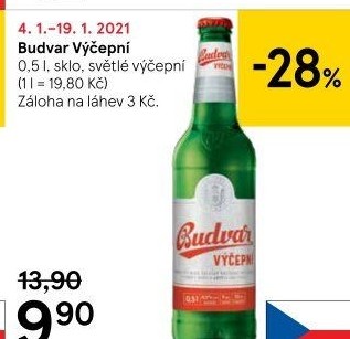 Pivo světlé výčepní Budweiser Budvar