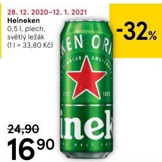 Pivo světlý ležák Heineken
