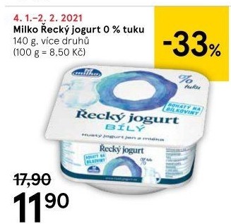 Bílý jogurt řecký 0% Milko