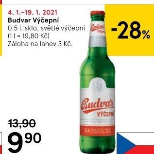Pivo světlé výčepní Budweiser Budvar