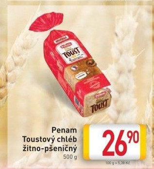 Toustový chléb žitno-pšeničný Penam