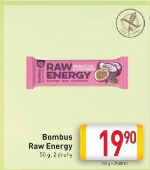 Tyčinka Bombus Raw bez lepku Energy