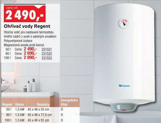 Ohřívač vody Regent 50 V 1