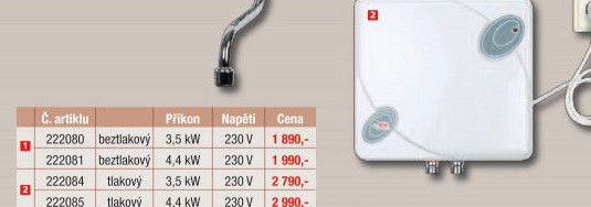 Průtokový ohřívač beztlaký bez baterie RPR Wterm
