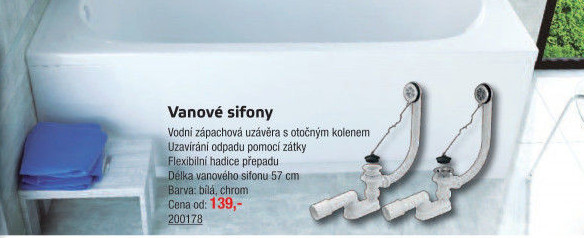 Vanový sifon s výpustí Alcaplast