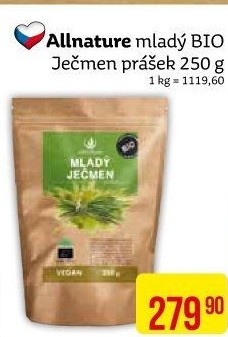 Doplněk stravy Mladý ječmen bio Allnature