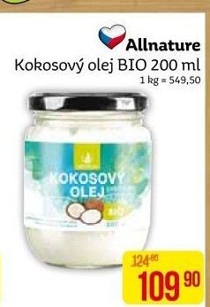 Kokosový olej bio Allnature
